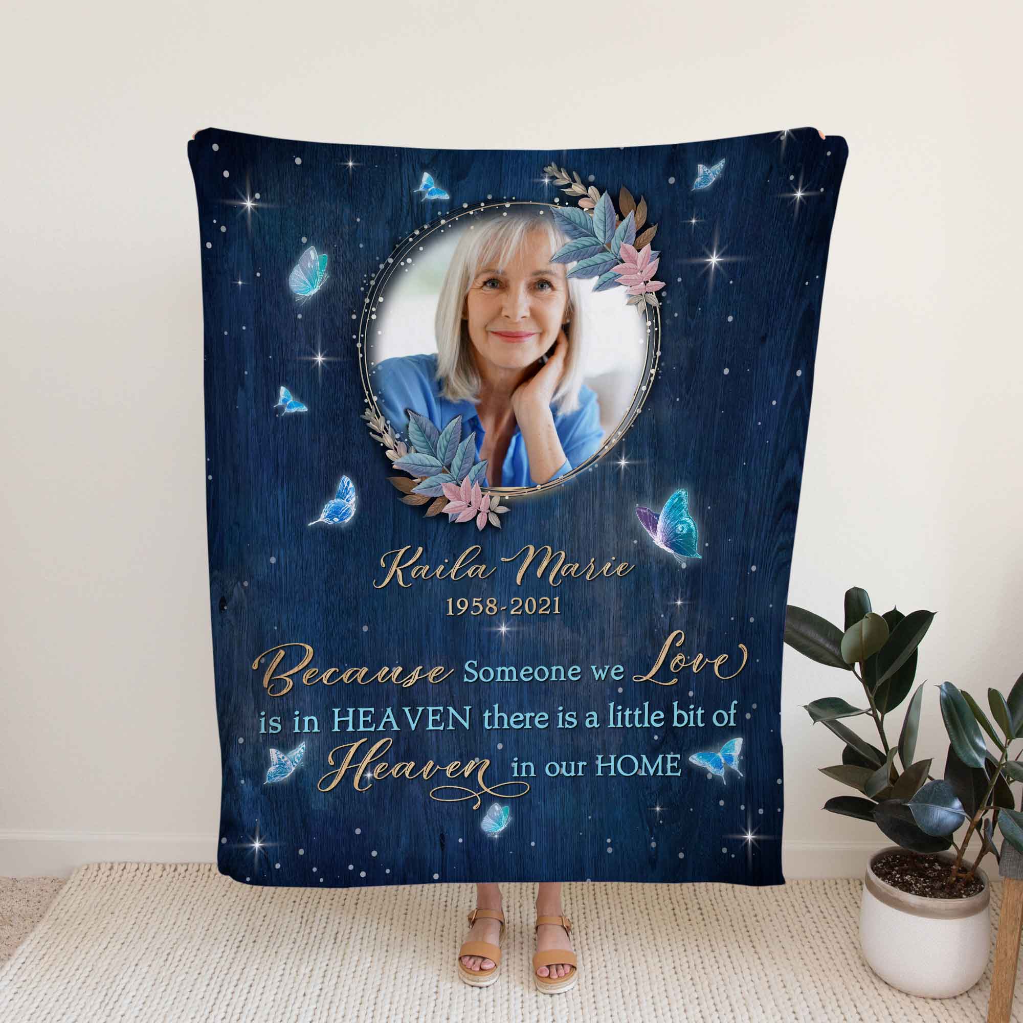 Memorial Blanket With Pictures For Loss Of Mother, Sympathy Blanket For Funeral, Bereavement Blanket