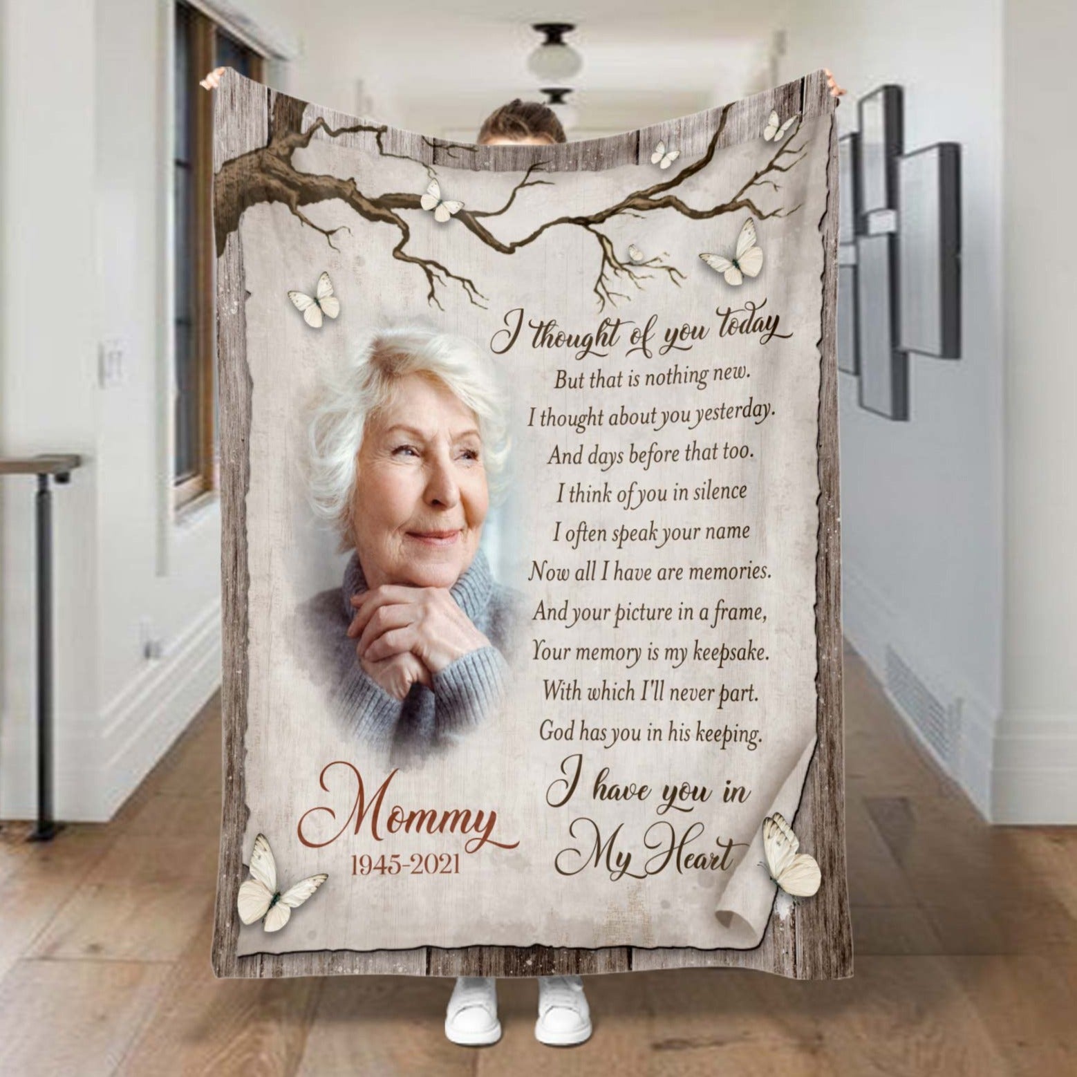 Memorial Blanket Butterfly For Loss Of A Loved One, Personalized Memory Blankets With Pictures, Funeral Blankets