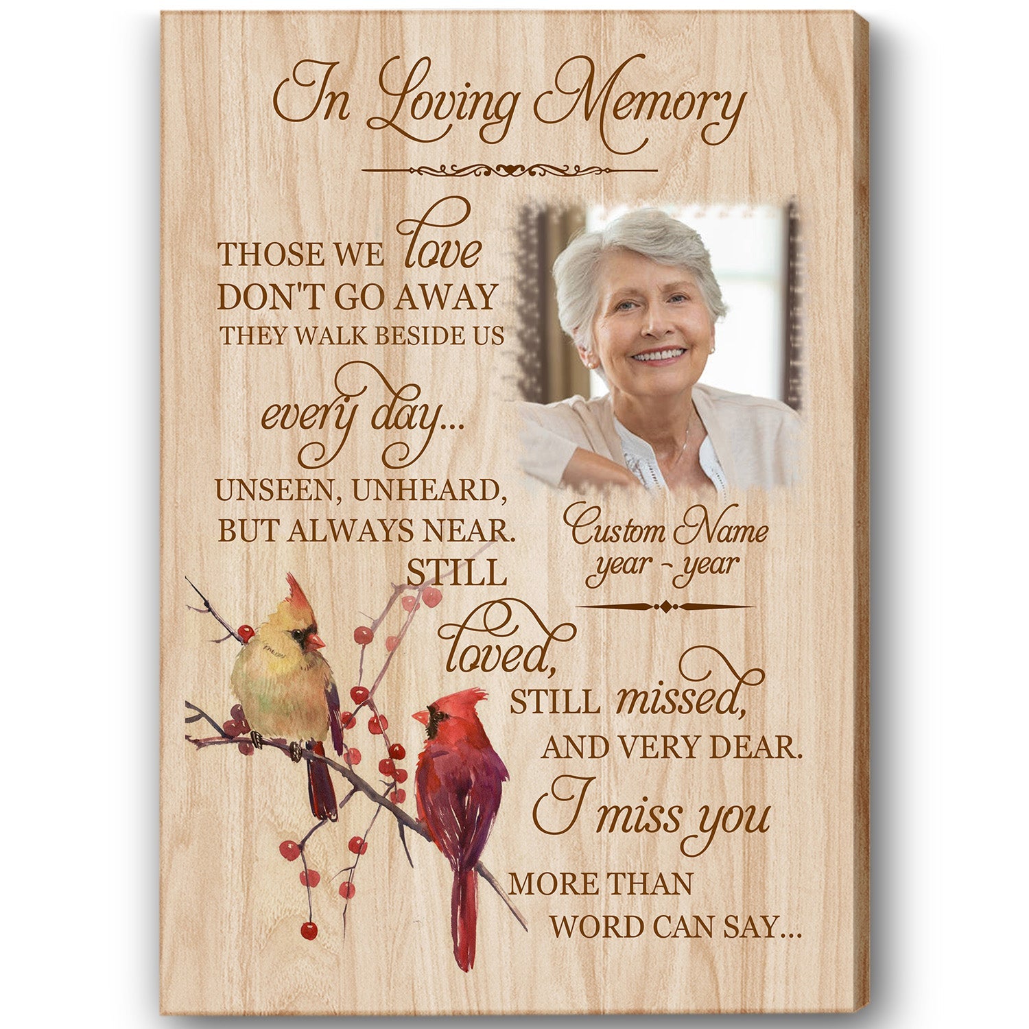 Memorial Canvas In Loving Memory Custom Picture, Meaningful Remembrance Keepsake, Deepest Grief Sympathy Gift, Loss of Loved One Memorial Gift