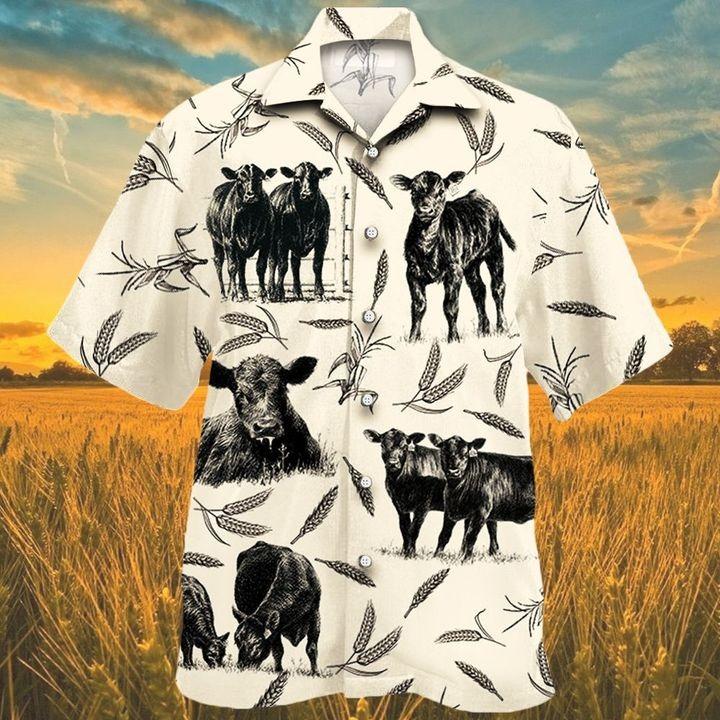 Men Cattle Hawaiian Shirt White Cattle On Farm Lovers Hawaiian Shirt, Cow Hawaiian Shirt For Men & Women Summer Gifts