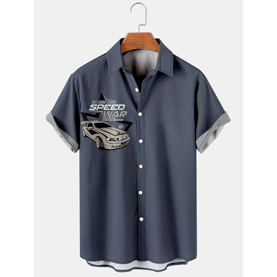Men's Contrast Color Car Simple Casual Hawaiian shirt vintage, Hawaiian shirt for men, Women