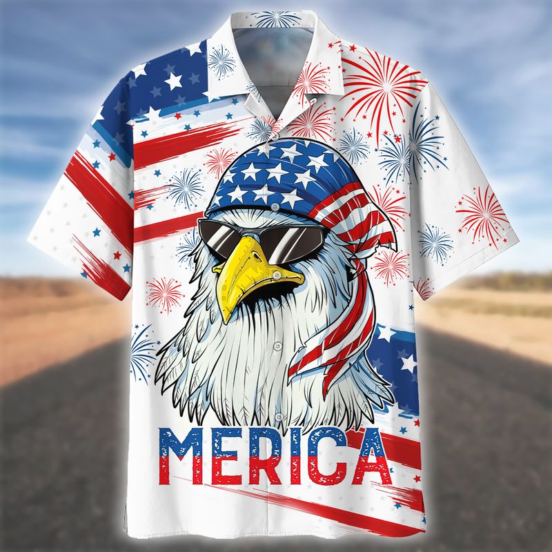 Men's Eagle USA Patriotic Hawaiian Shirt - Patriotic Aloha Shirts, 4th of july shirt