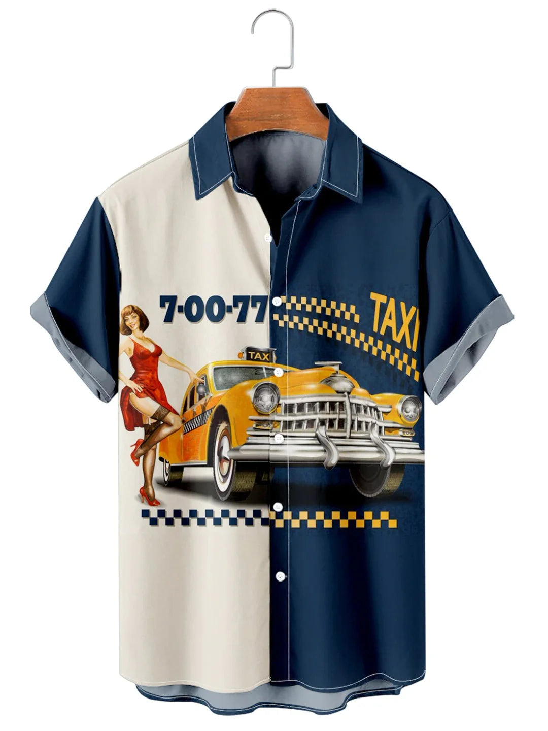 Men's Retro Simple Car Contrast Color Casual Shirt, Hawaiian shirt vintage, Hawaiian shirt for men, Women