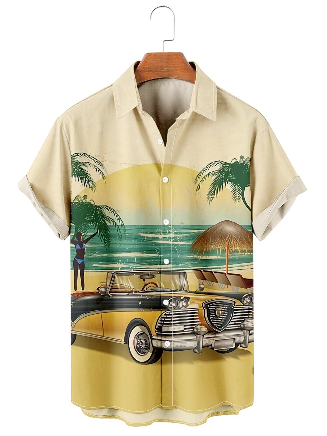 Men's Vintage Hawaiian Beach Auto Casual hawaii Shirt