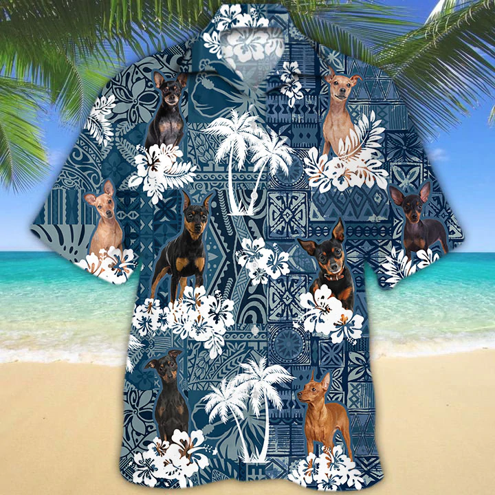 Miniature Pinscher Hawaiian Shirt, Flower Dog Short Sleeve Hawaiian Aloha Shirt for Men, Women, Gift for summer