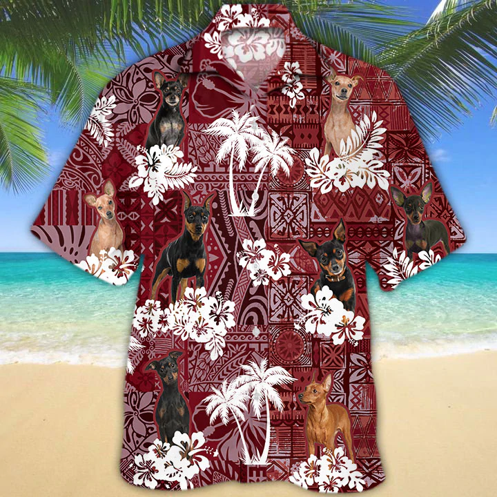 Miniature Pinscher Hawaiian Shirt, Gift for Dog Lover Shirts, Men's Hawaiian shirt, Summer Hawaiian Aloha Shirt